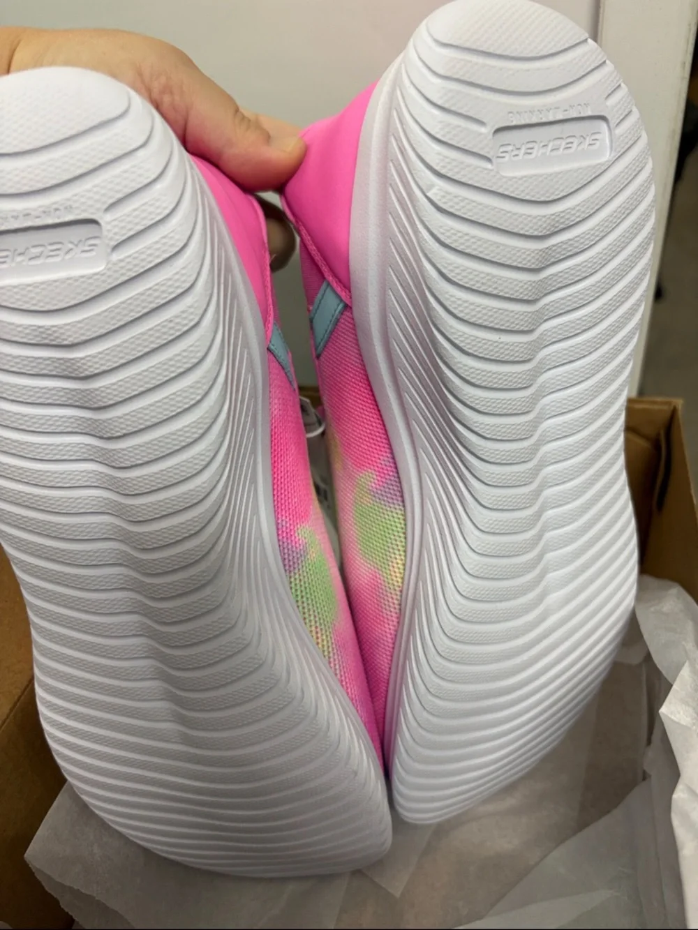 Skechers Kids Slip-On Sneakers in Pink Multi Rainbow - Picture 6 of 12